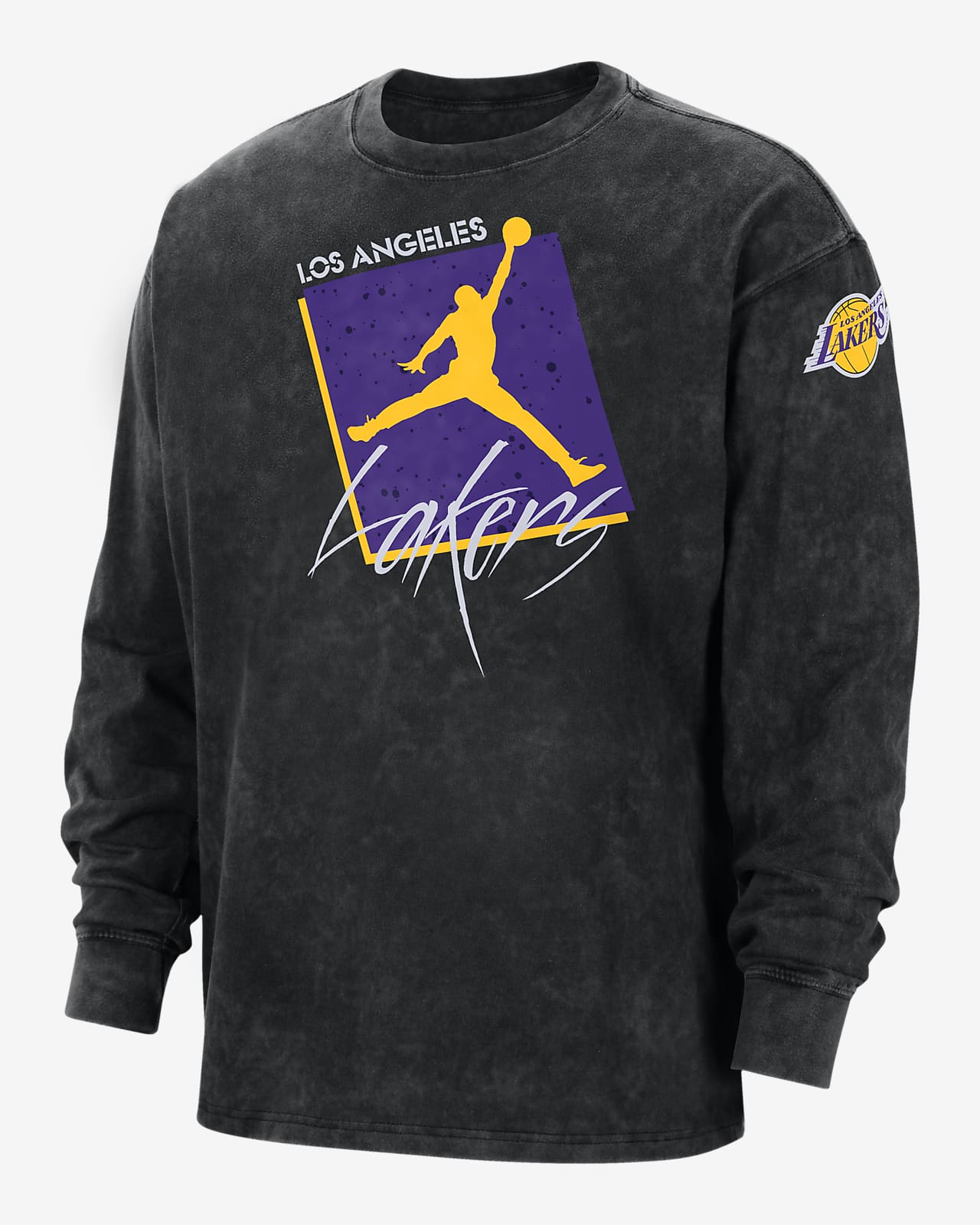 Los Angeles Lakers Courtside Statement Edition Men's Jordan Max90 NBA Long-Sleeve T-Shirt