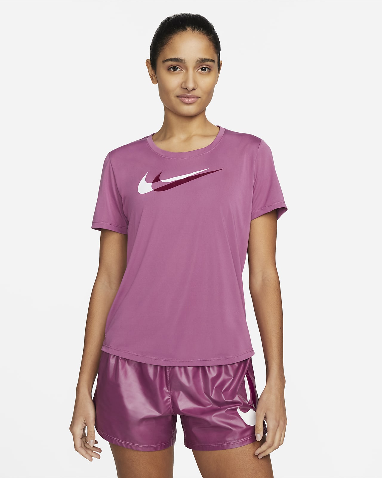 เสื้อวิ่งแขนสั้นผู้หญิง Nike Dri-FIT Swoosh Run