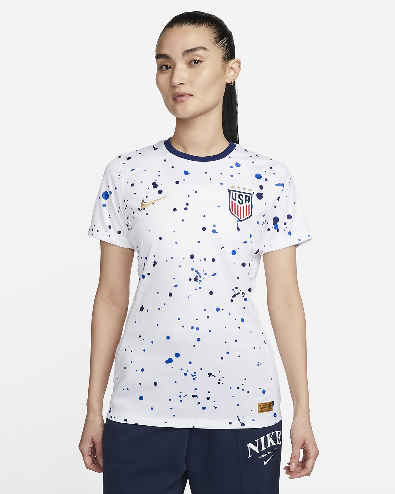 Jersey de fútbol Nike Dri-FIT para hombre de la selección de fútbol femenina de fútbol de EE.UU. (4-Star) 2023 Stadium local