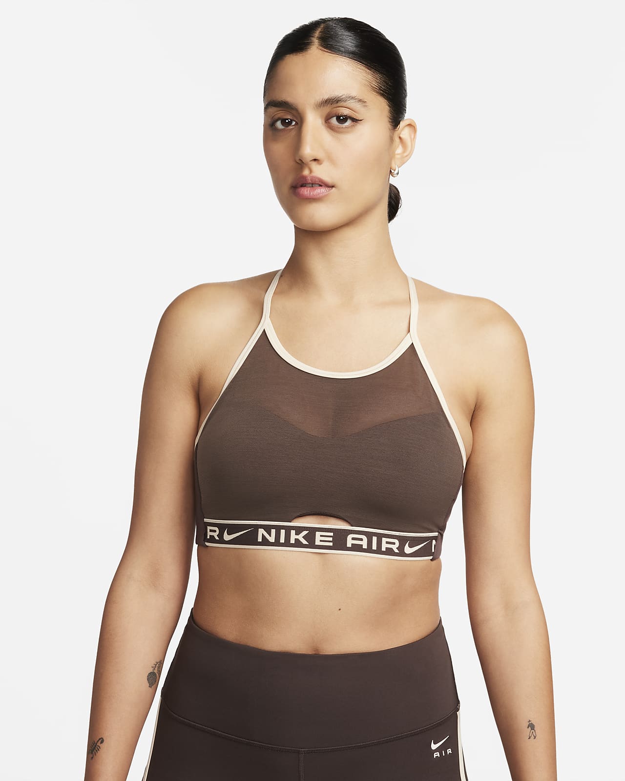 Brassière de sport rembourrée en mesh à maintien léger Nike Air Indy High Neck pour femme