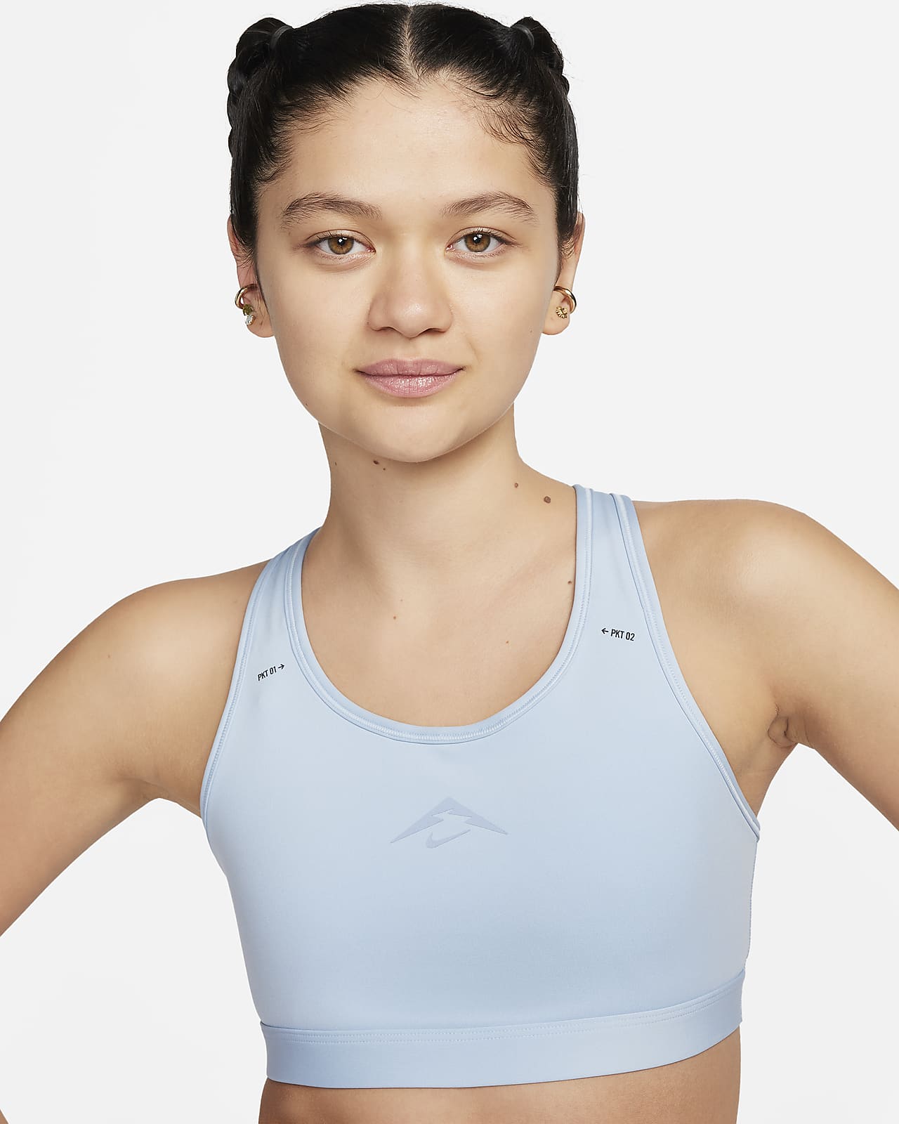 Nike Trail Swoosh On-The-Run közepes tartást adó, enyhén bélelt női sportmelltartó