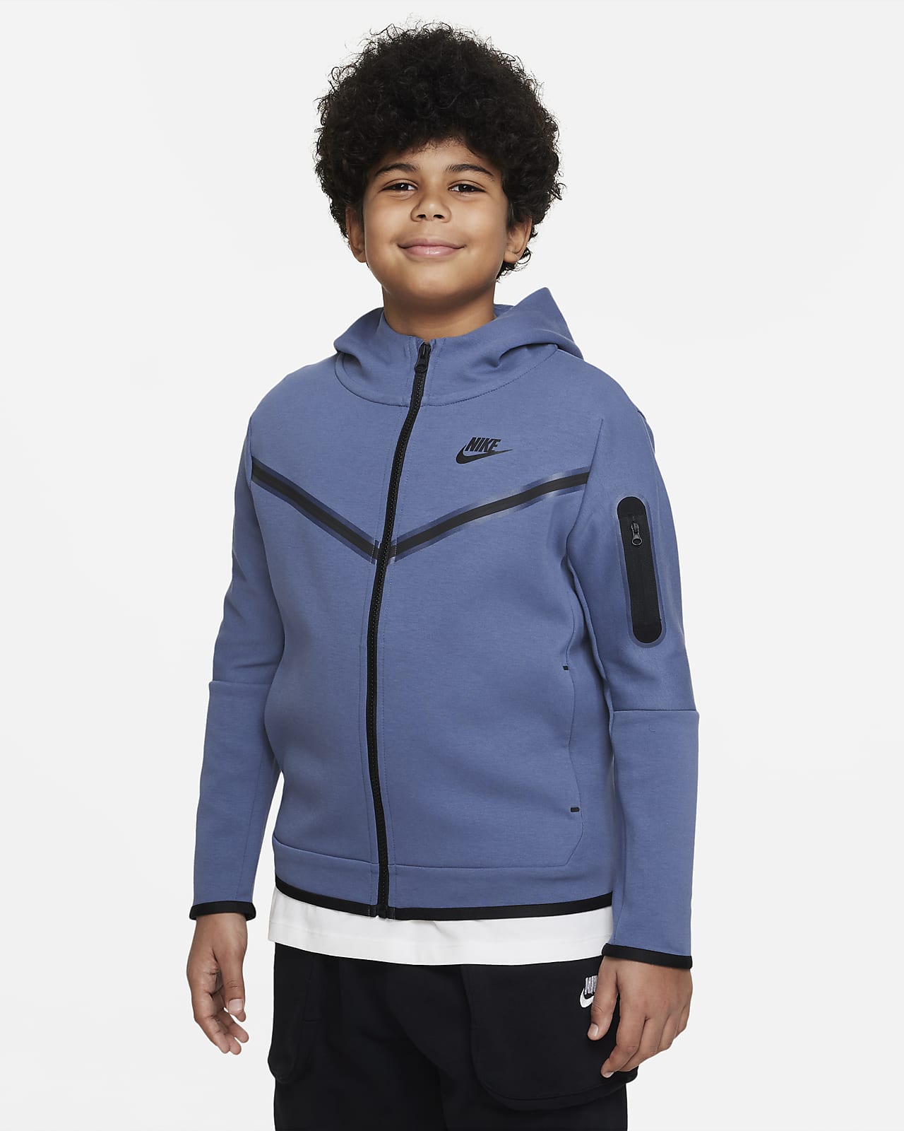 Flísová mikina Nike Sportswear Tech Fleece pro větší děti (chlapce) s dlouhým zipem a kapucí (větší velikost)