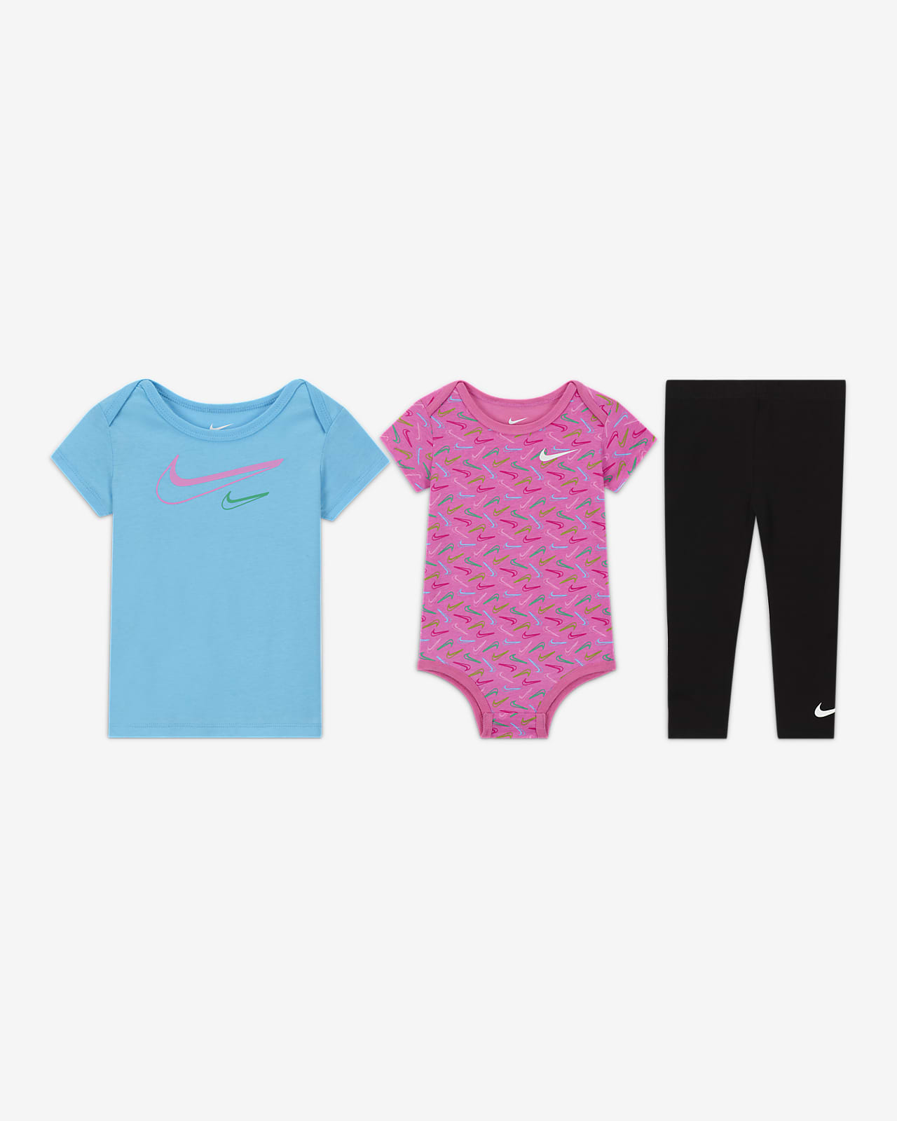 Nike Swoosh Logo Baby (12-24M) 3-Piece Bodysuit Set