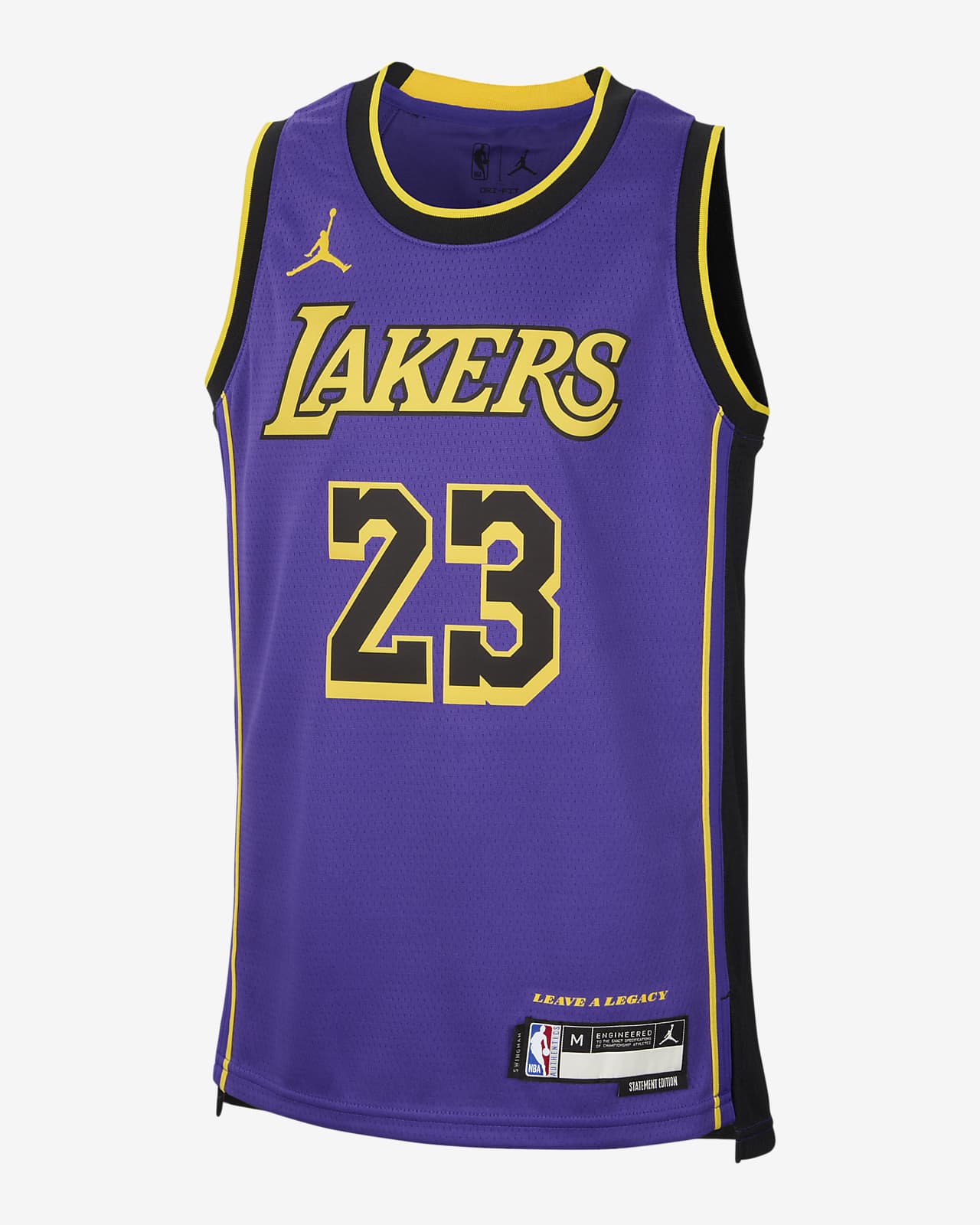 LeBron James Los Angeles Lakers Statement Edition Jordan Dri-FIT NBA Swingman-trøje til større børn (drenge)