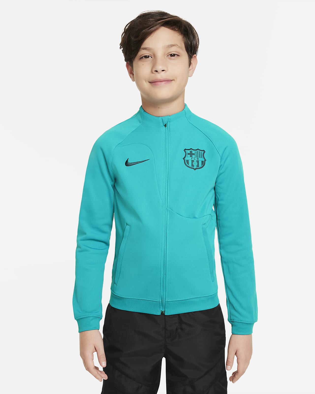 Chamarra de fútbol Nike de tejido Knit para niños talla grande FC Barcelona Academy Pro Third