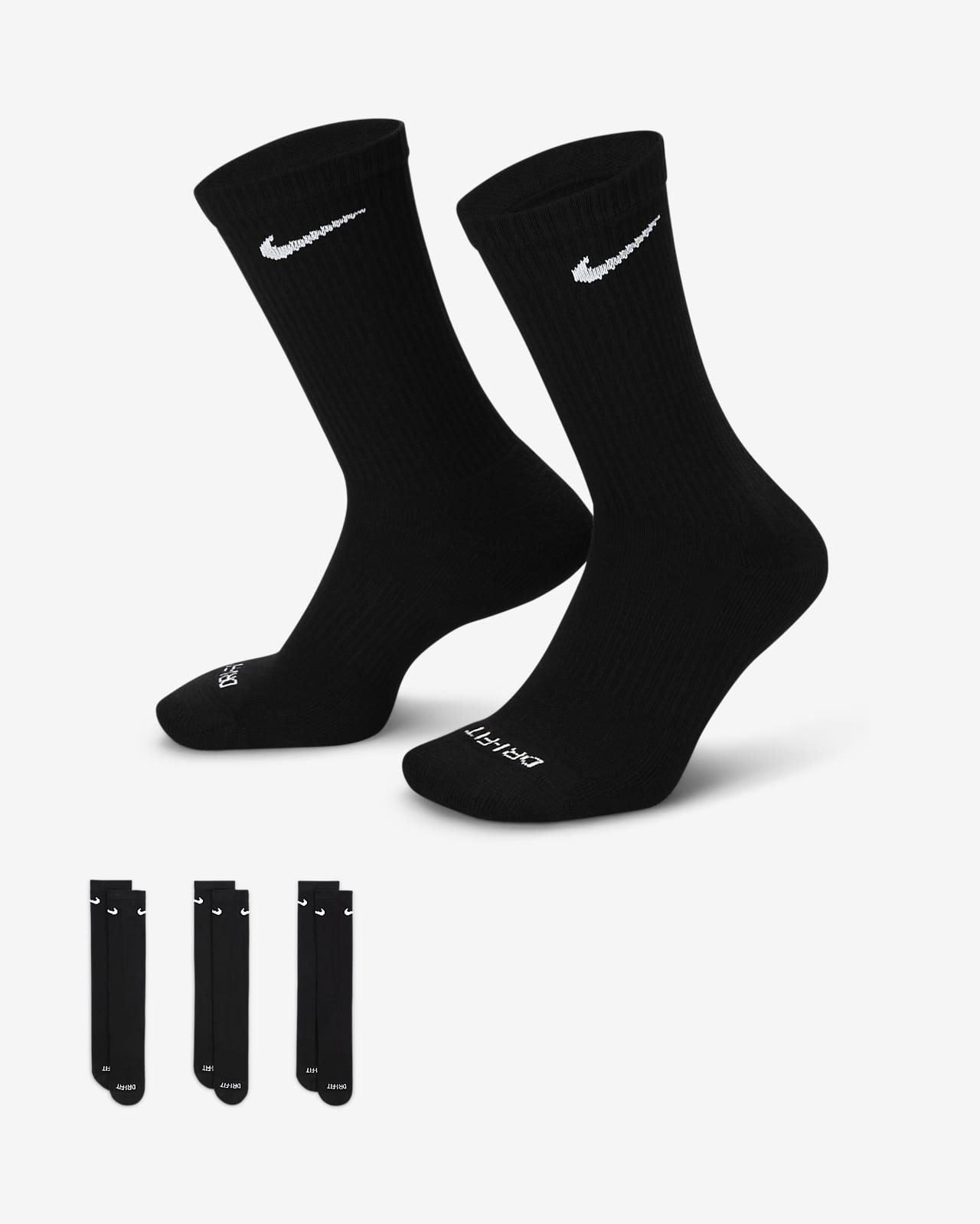 Nike Everyday Plus Cushioned 訓練中筒襪 (3 雙)