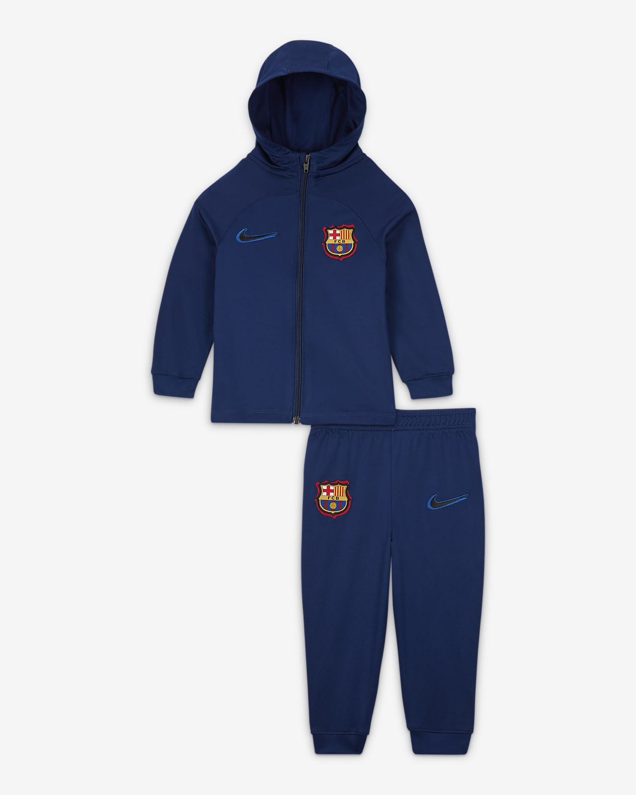 Stickad fotbollstracksuit FC Barcelona Nike Dri-FIT Strike för baby/små barn