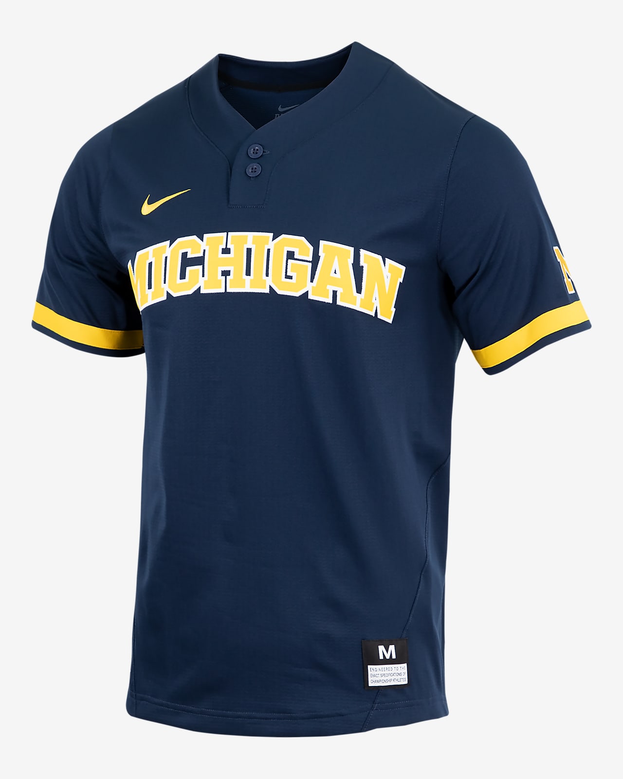 Camiseta de béisbol con 2 botones para hombre Nike College (Michigan)