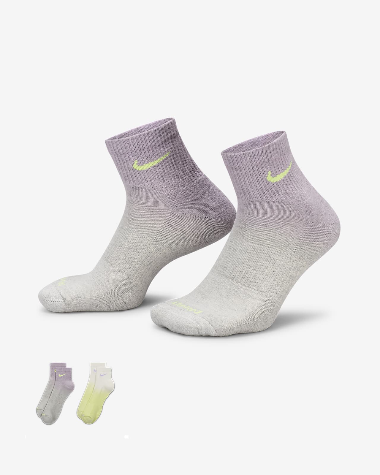 Meias pelo tornozelo com amortecimento Nike Everyday Plus (2 pares)