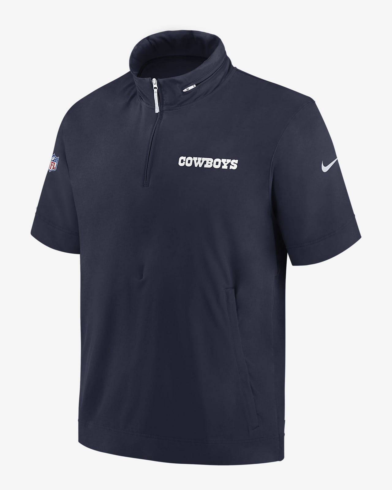Dallas Cowboys Sideline Coach Men's Nike NFL 1/2-Zip Short-Sleeve Hooded Jacket