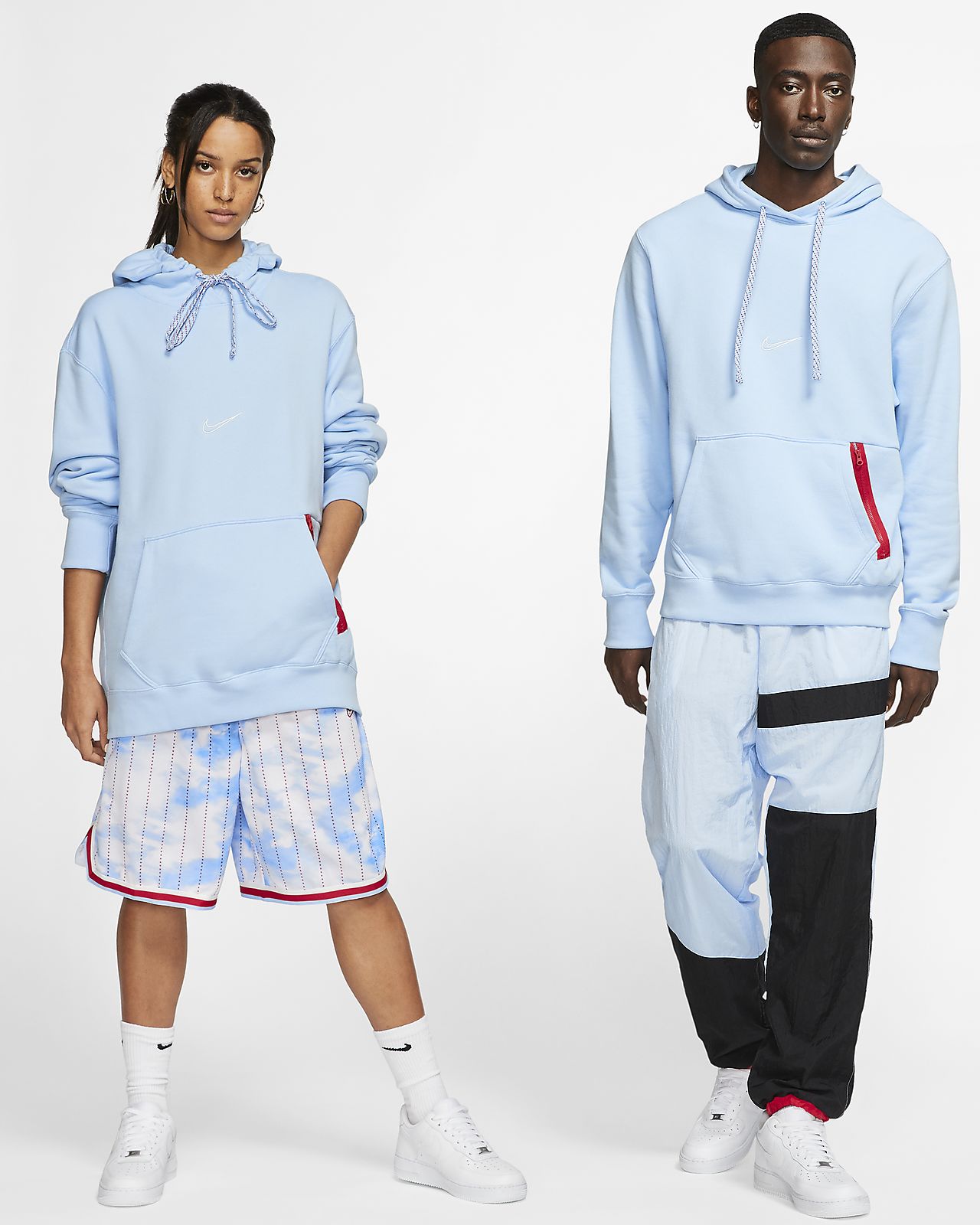 blue nike hoodie and sweatpants