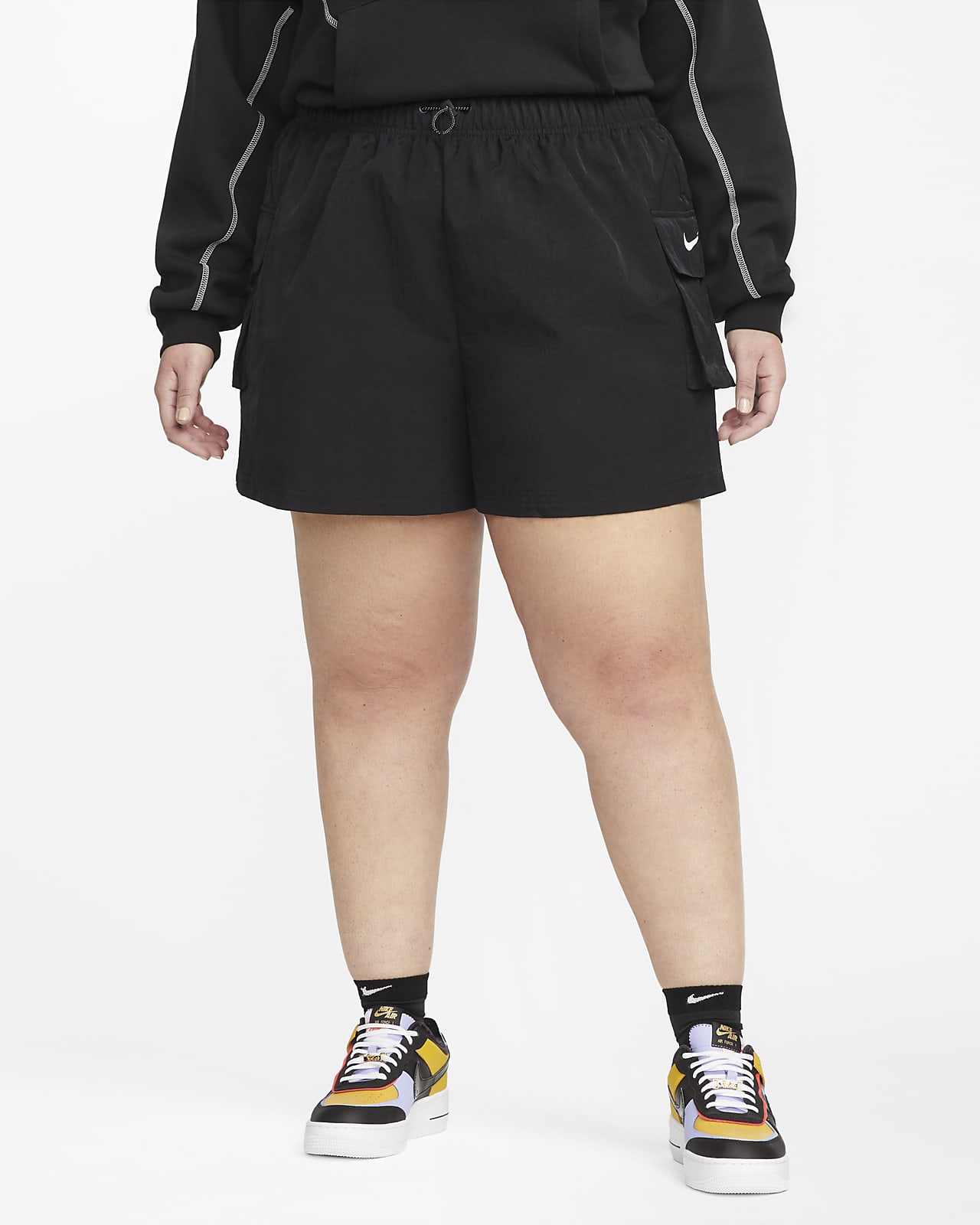 Shorts de tiro alto de tejido Woven para mujer Nike Sportswear (talla grande)