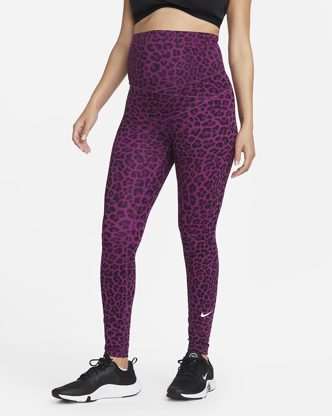 Nike One (M) Women's High-Waisted Leopard Print Leggings (Maternity)