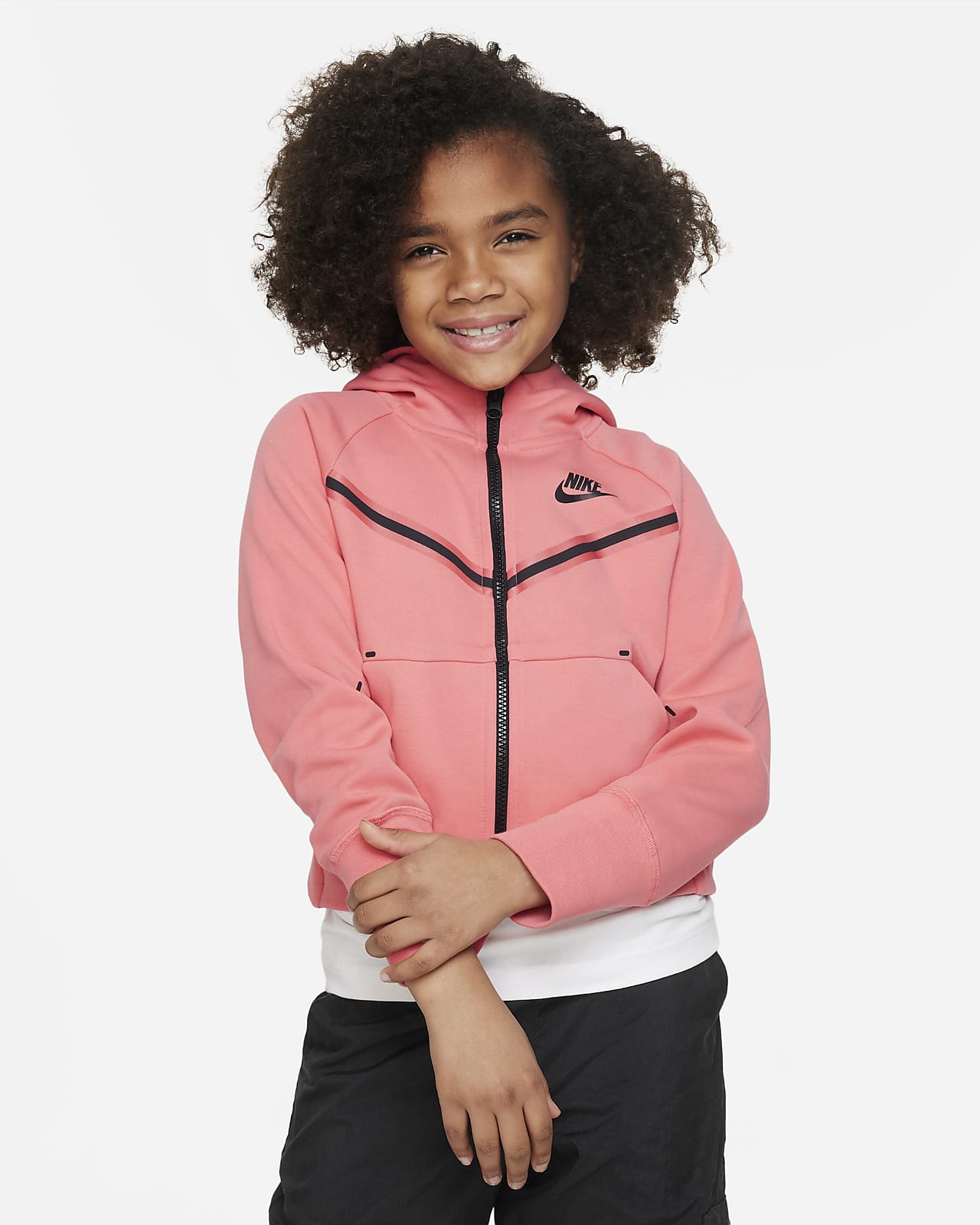 Huvtröja med hel dragkedja Nike Sportswear Tech Fleece för ungdom (tjejer)