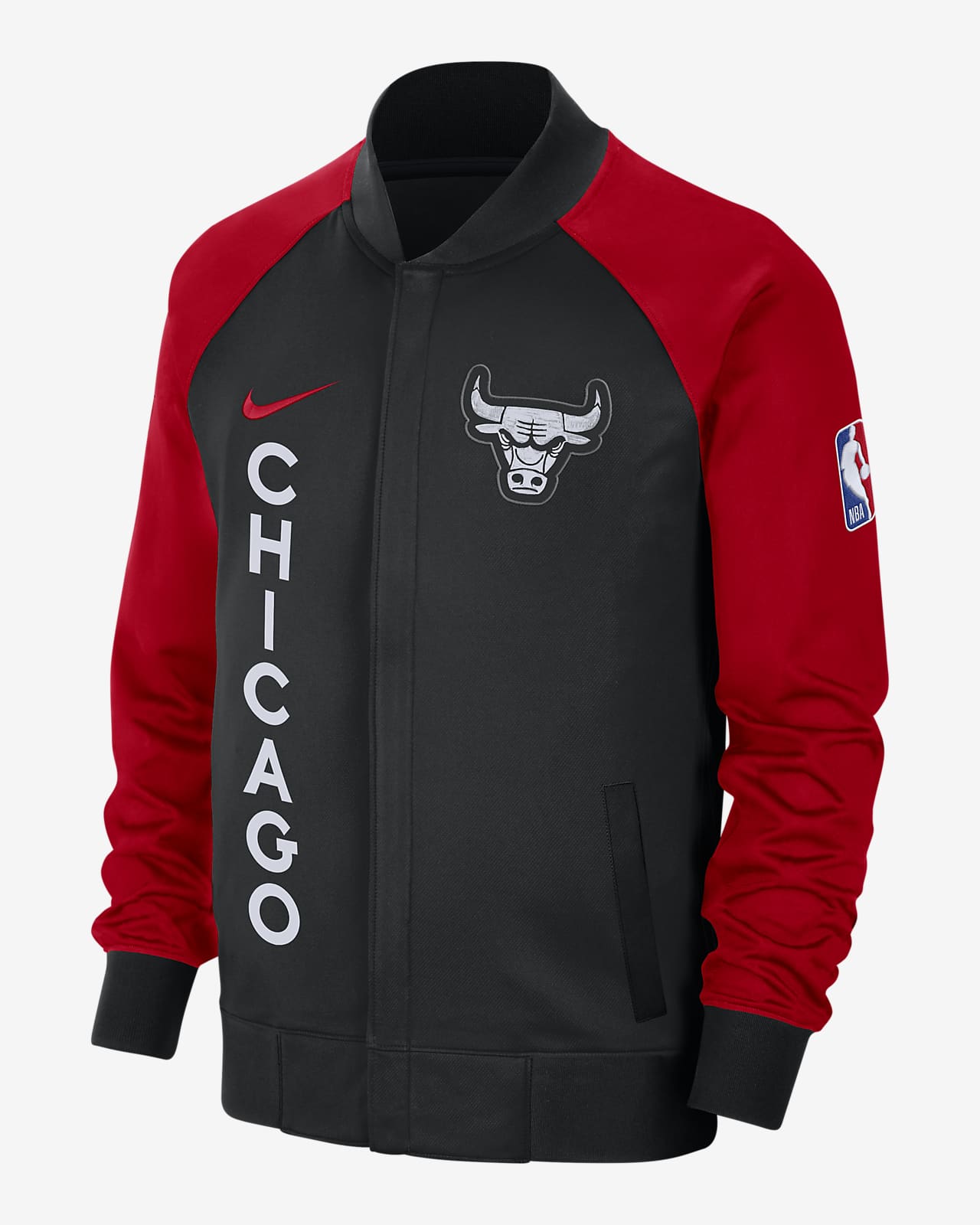 Chicago Bulls Showtime City Edition Nike Dri-FIT Longsleeve-Jacke mit durchgehendem Reißverschluss für Herren
