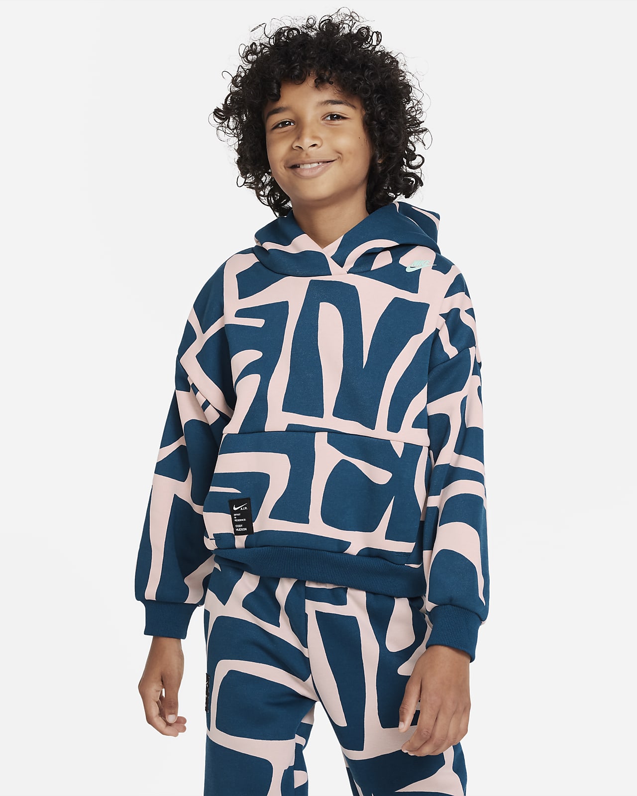 Sudadera con gorro sin cierre oversized para niños talla grande Nike Sportswear A.I.R. Icon Fleece