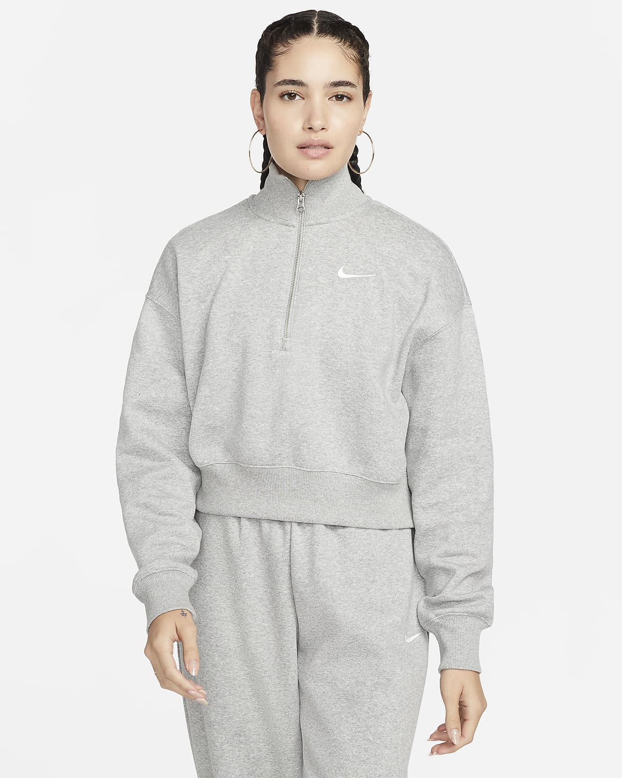 Nike Sportswear Phoenix Fleece-sweatshirt i kort snit med 1/2 lynlås til kvinder