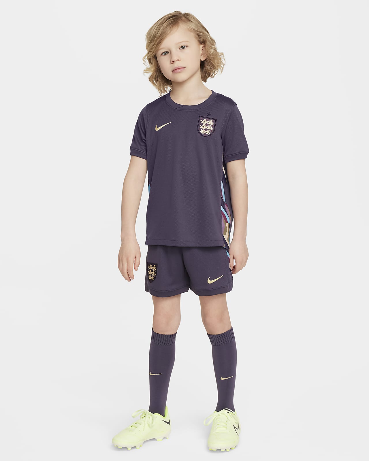 Anglia 2024 Stadium idegenbeli Nike Soccer háromrészes replikaszett kisgyerekeknek