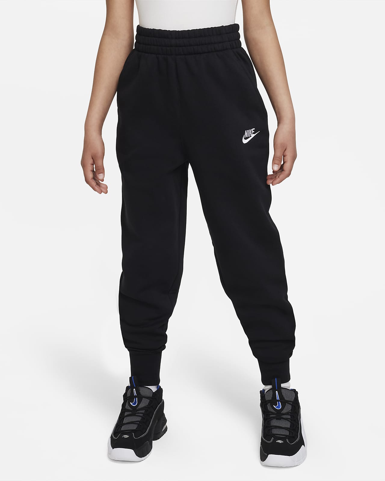 Přiléhavé kalhoty Nike Sportswear Club Fleece s vysokým pasem pro větší děti (dívky)