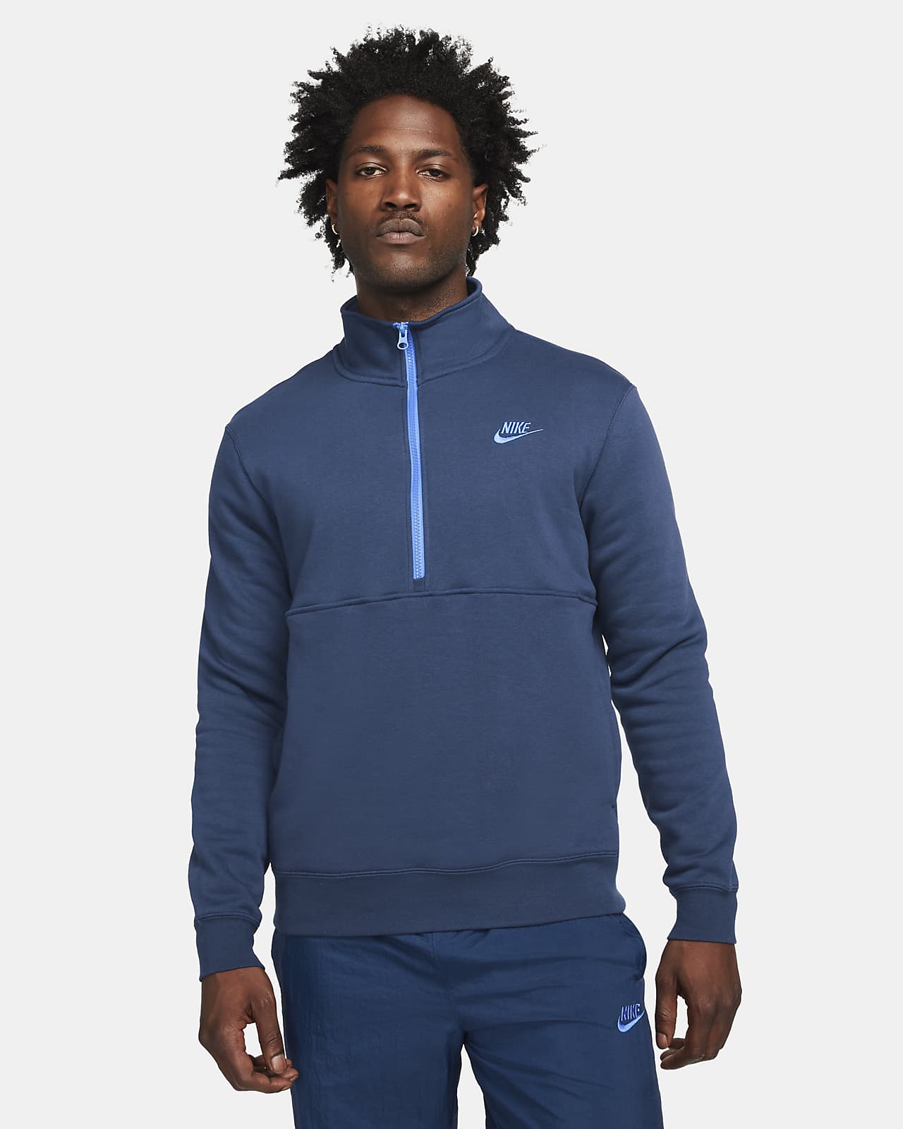 Maglia con rovescio spazzolato e zip a metà lunghezza Nike Sportswear Club - Uomo
