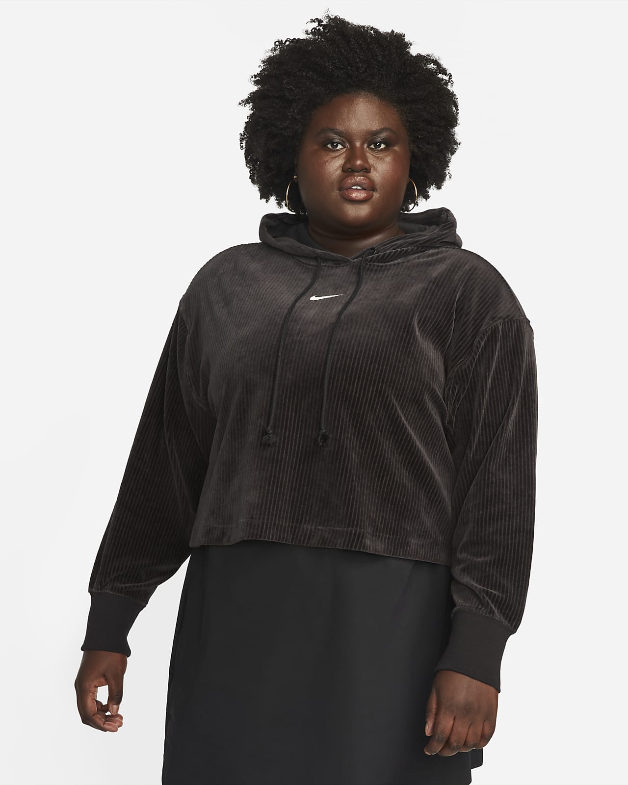 Nike Sportswear Women's Velour Cropped Pullover Hoodie (Plus Size)
