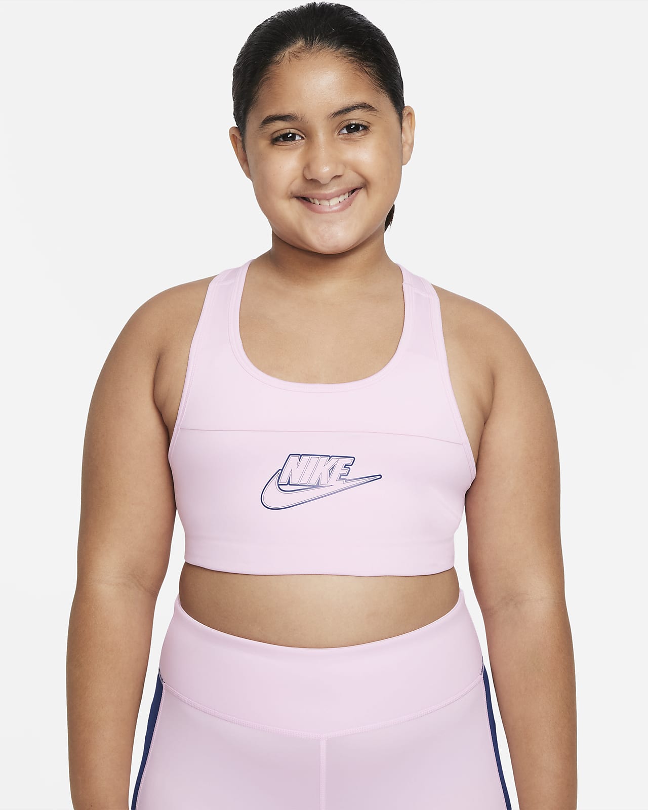 Nike Dri-FIT Swoosh Big Kids' (Girls') Sports Bra (Extended Size)