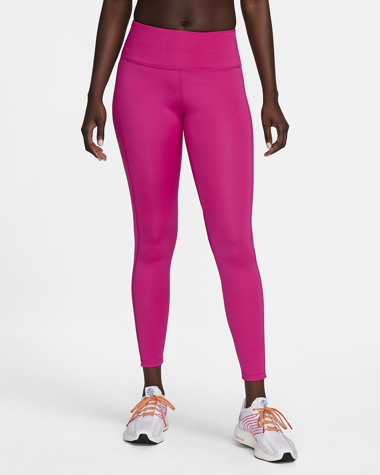 Leggings i 7/8-längd Nike Fast med medelhög midja, fickor och tryck för kvinnor