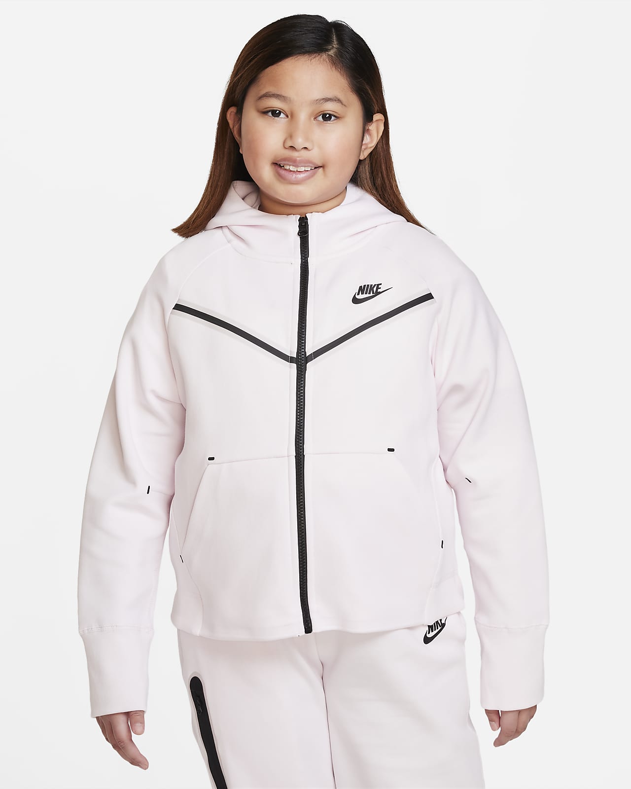 Nike Sportswear Tech Fleece Windrunner Big Kids' (Girls') Full-Zip Hoodie (Extended Size)