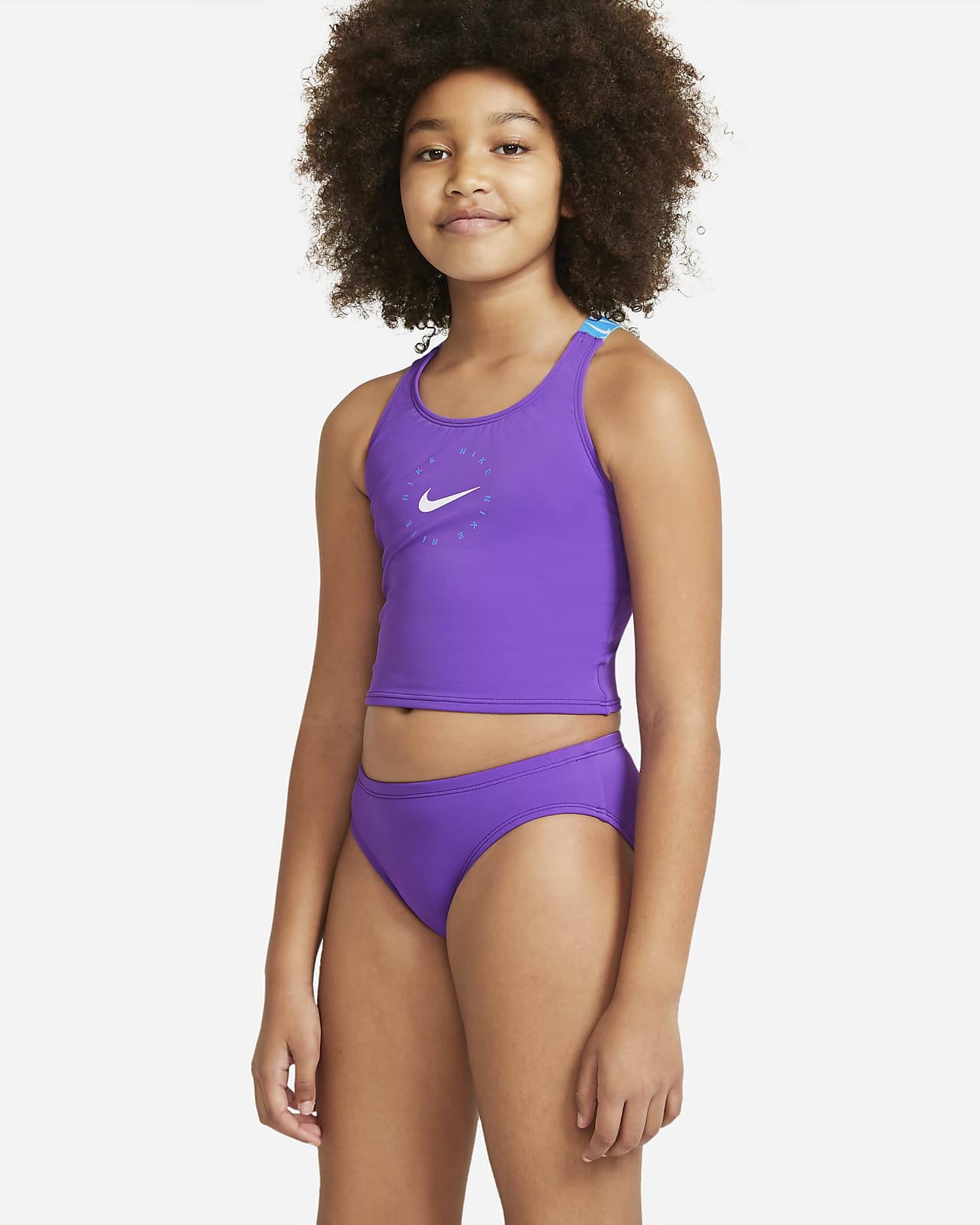 Conjunto de midkini con espalda cruzada para niña talla grande Nike
