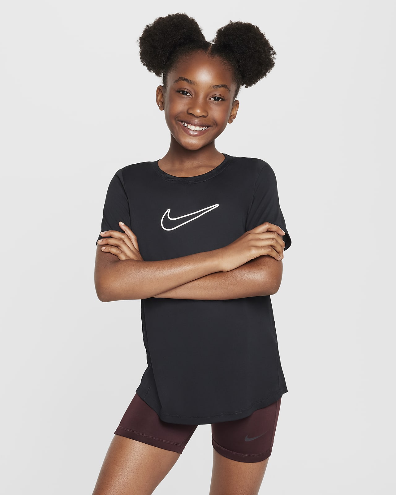 Nike One Fitted Older Kids' (Girls') Dri-FIT Short-Sleeve Top