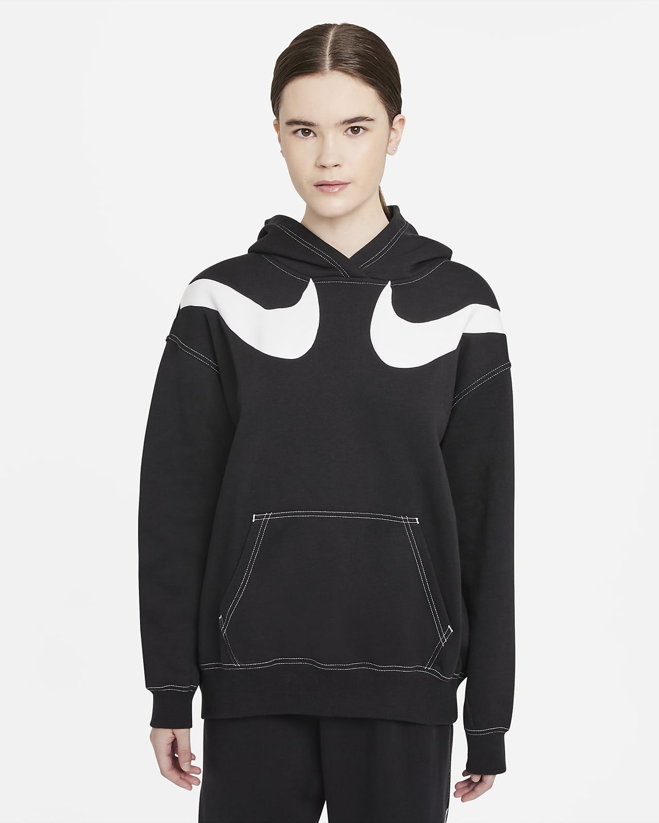 Felpa oversize in fleece con cappuccio Nike Sportswear Swoosh - Donna