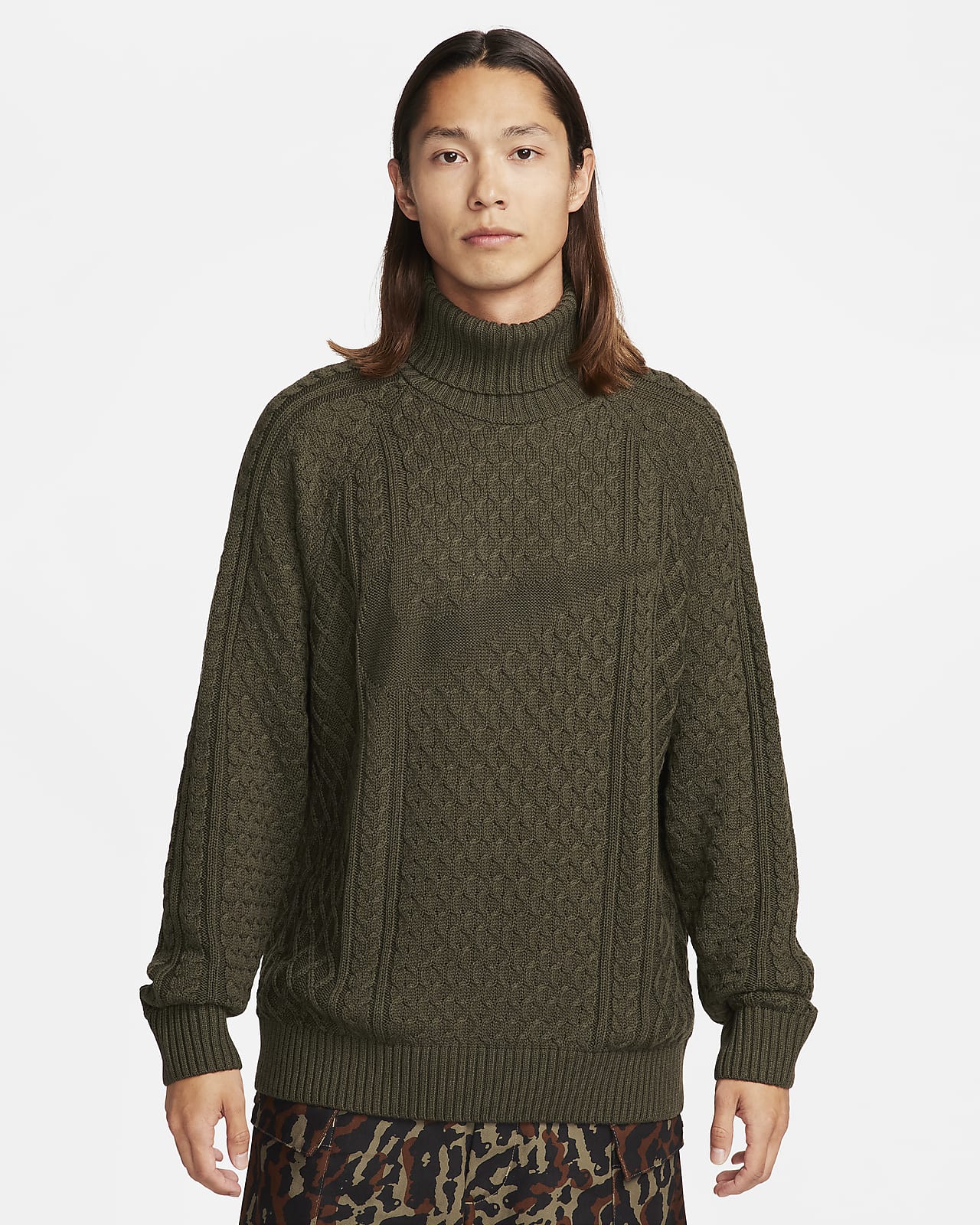 Suéter de cuello alto de tejido Knit trenzado para hombre Nike Life