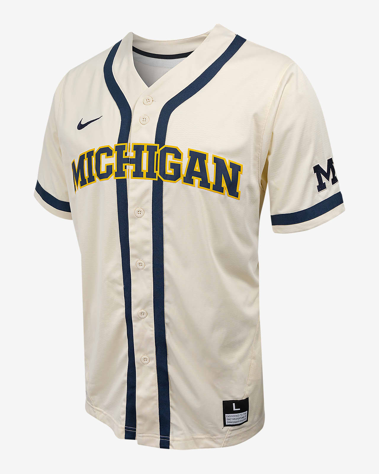 Jersey de béisbol con botones Nike College para hombre Michigan