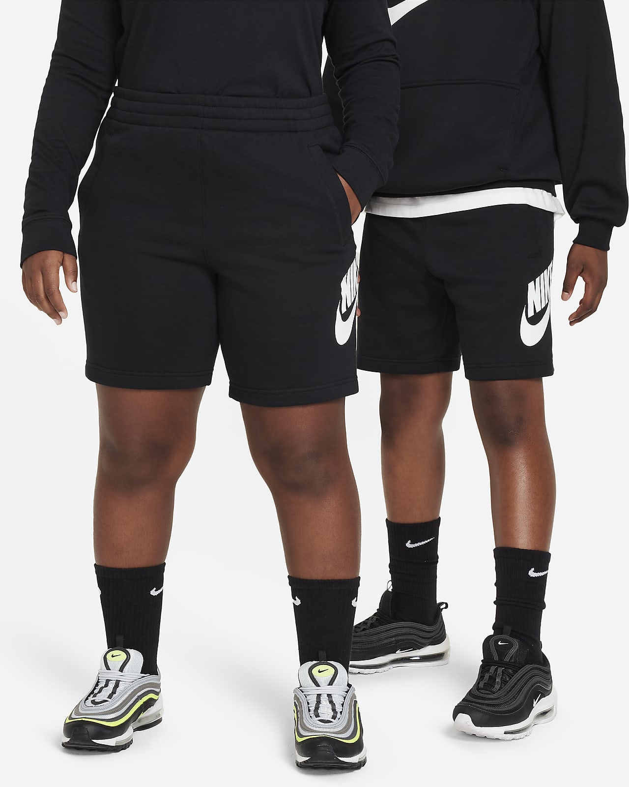 Kraťasy Nike Sportswear Club Fleece z francouzského froté pro větší děti (rozšířená velikost)