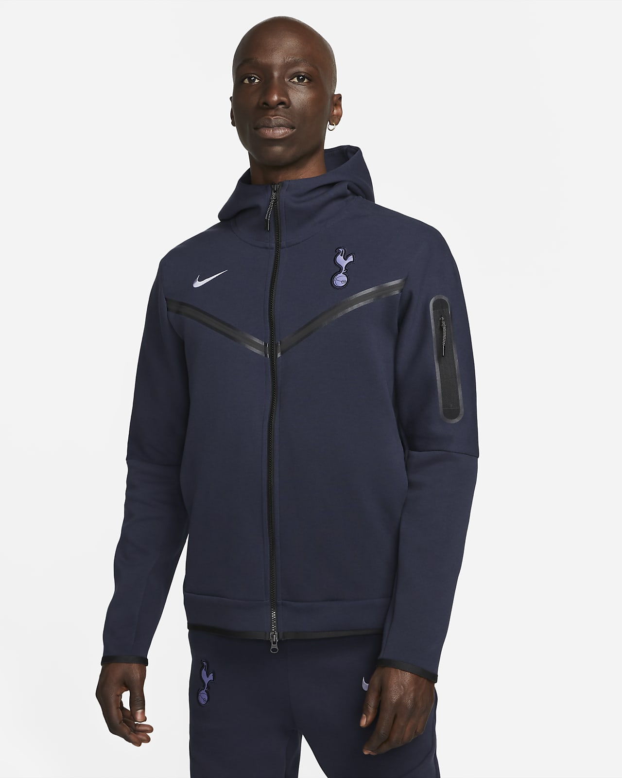 Tottenham Hotspur Tech Fleece Windrunner Nike Tam Boy Fermuarlı Erkek Kapüşonlu Üstü