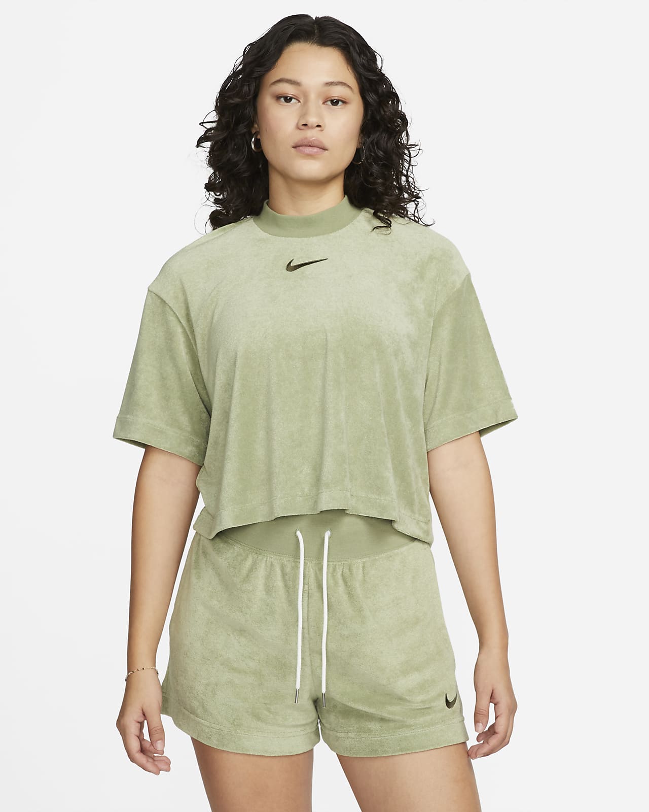 Nike Sportswear Women's Mock-Neck Short-Sleeve Terry Top