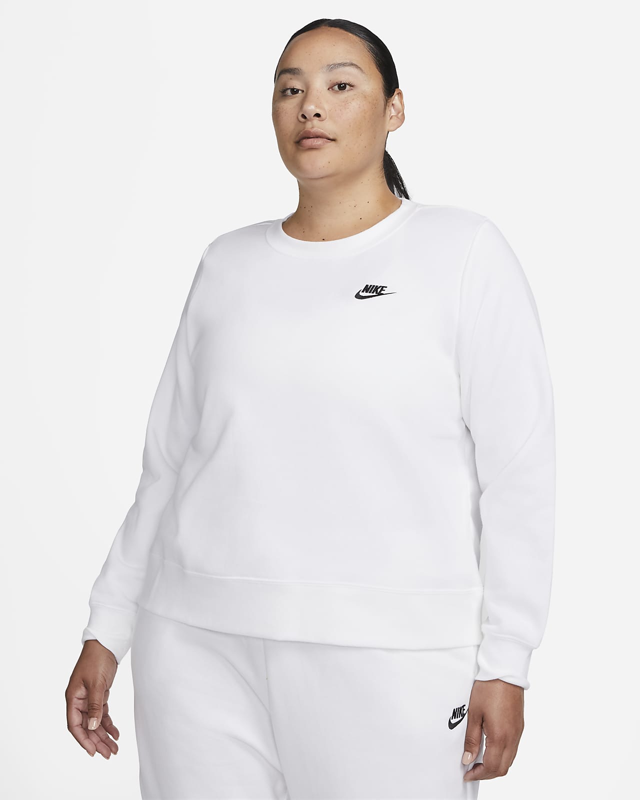 Nike Sportswear Club Fleece Sweatshirt met ronde hals voor dames (Plus Size)