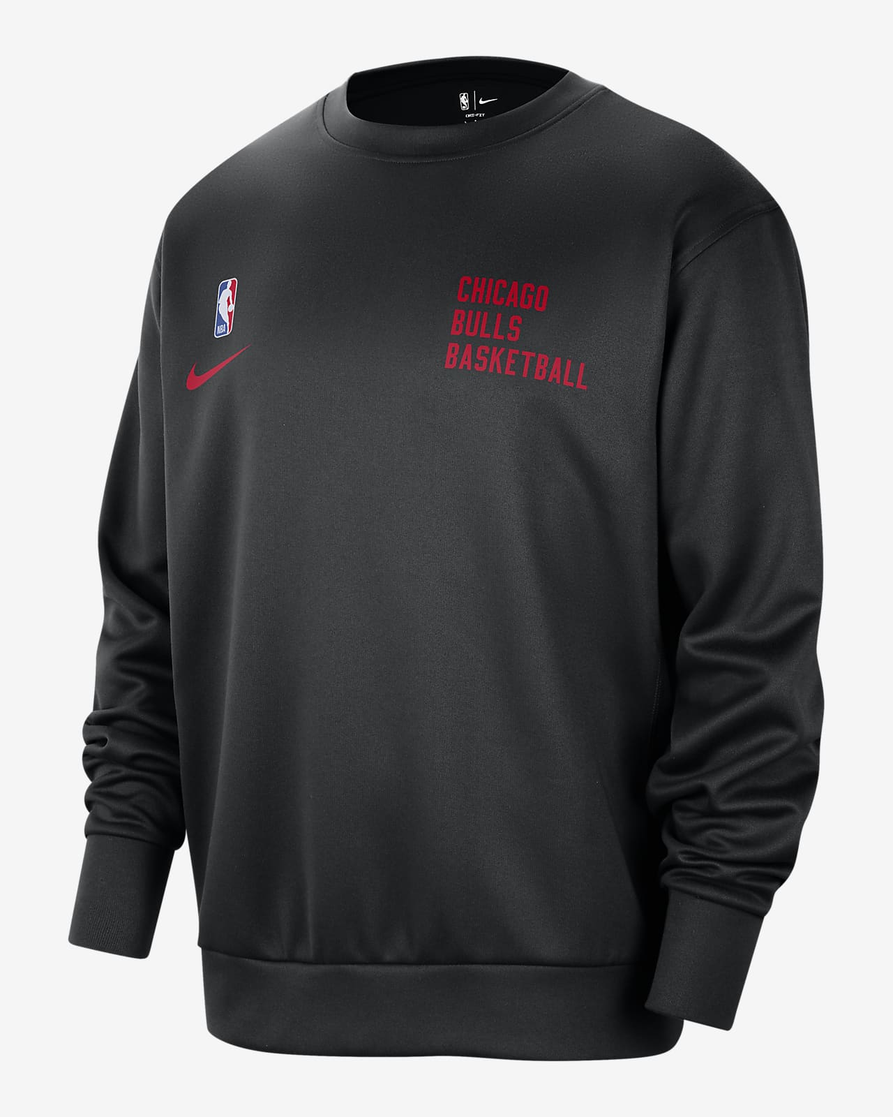 Chicago Bulls Spotlight Nike Dri-FIT kerek nyakkivágású, NBA-s férfipulóver