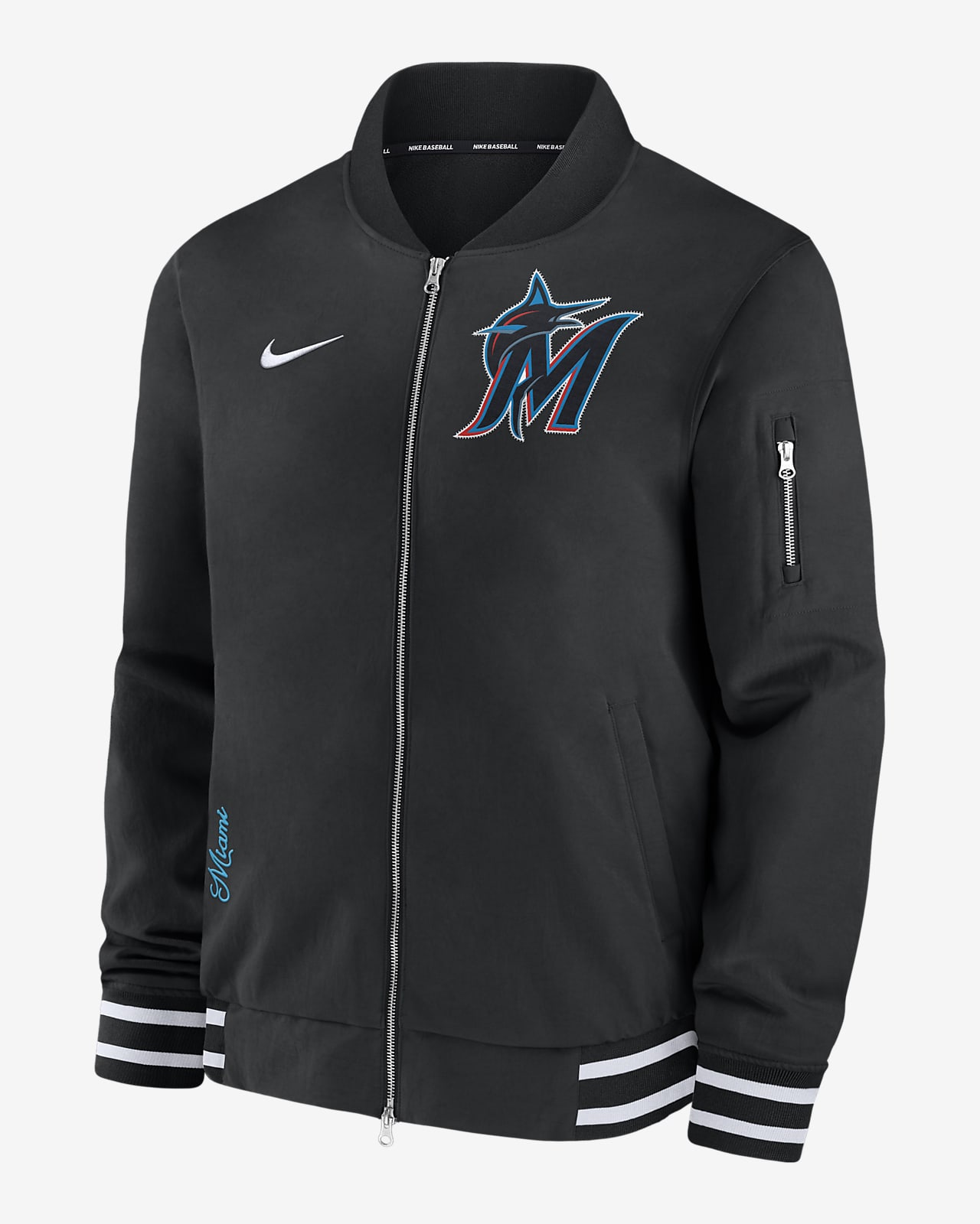 Miami Marlins Authentic Collection Men's Nike MLB Full-Zip Bomber Jacket