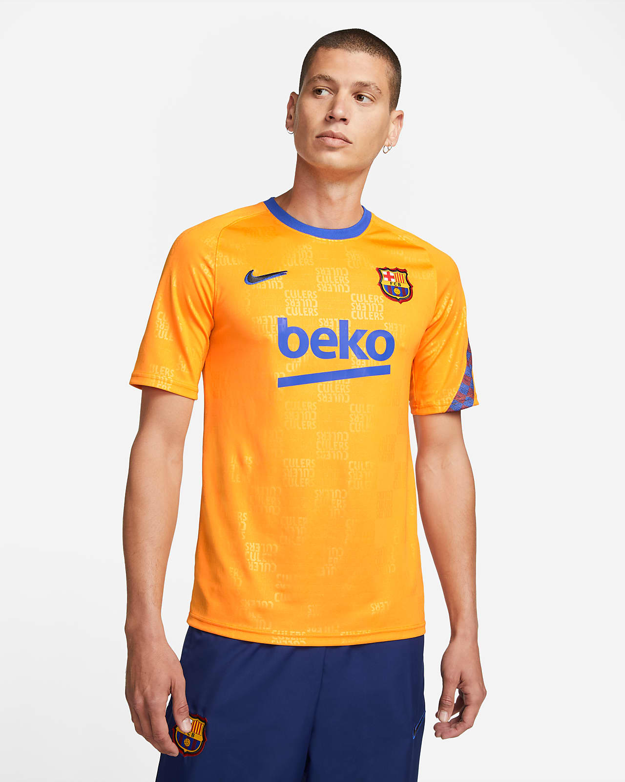 Pánské předzápasové fotbalové tričko FC Barcelona Nike Dri-FIT s krátkým rukávem