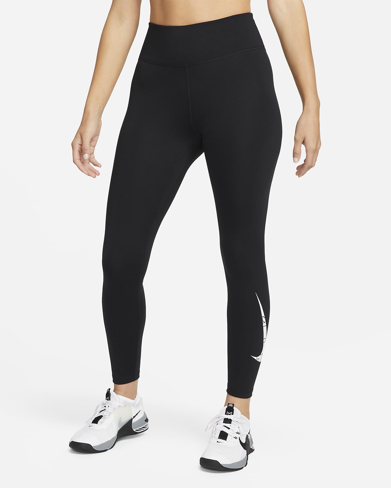 Nike One 7/8-Trainings-Leggings mit mittelhohem Bund und Grafik für Damen