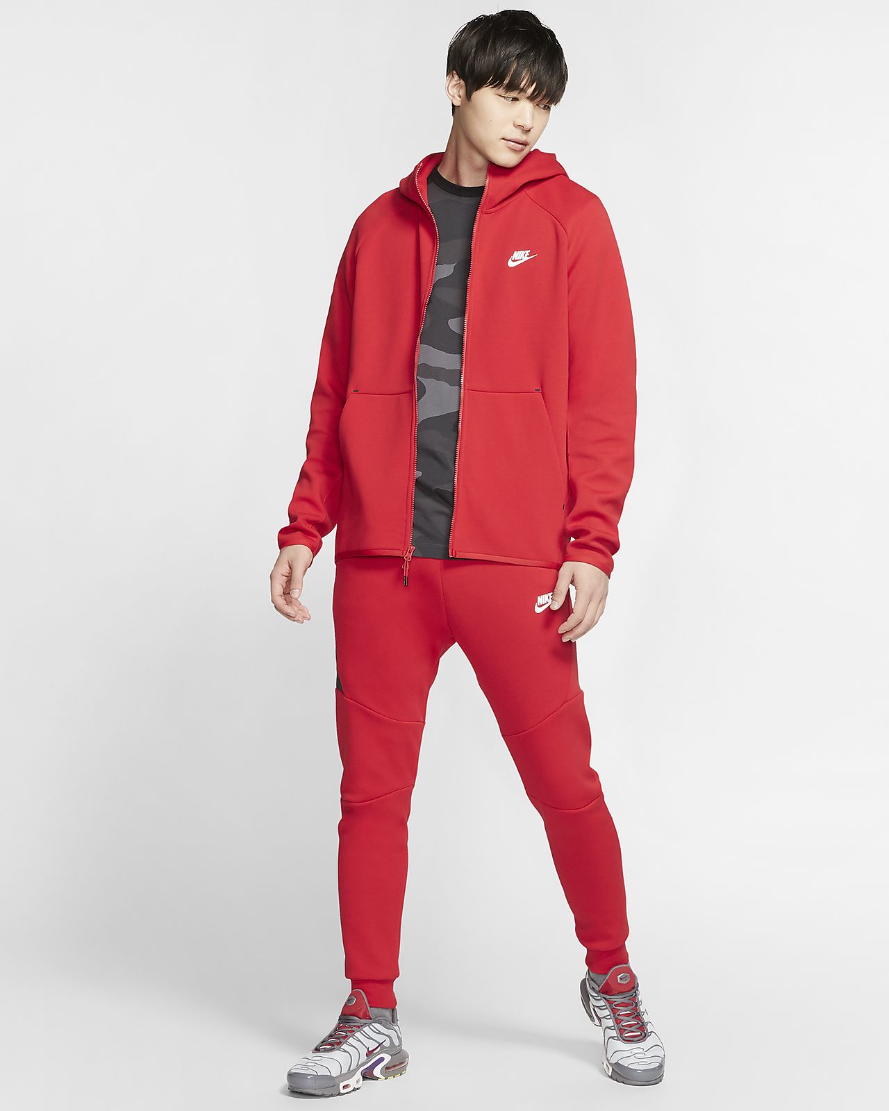 all red nike tech suit