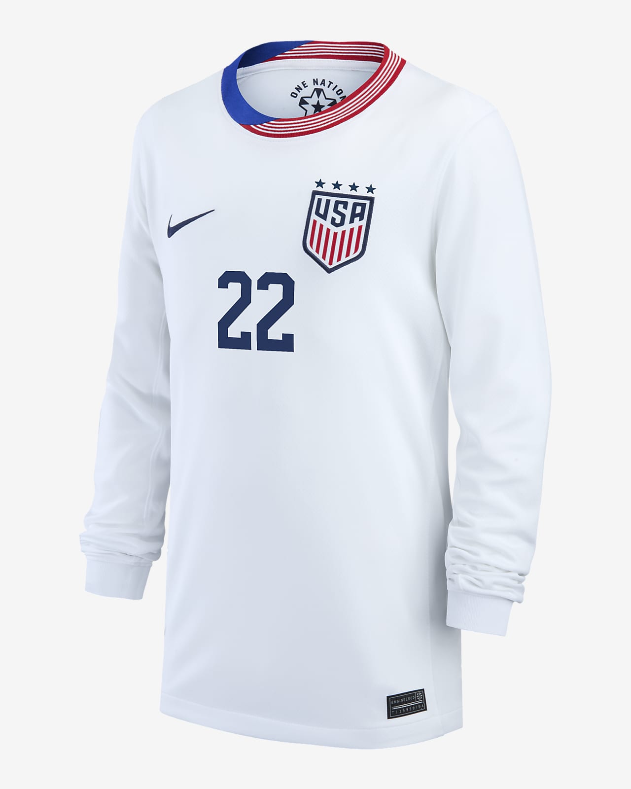 Jersey de fútbol Nike Dri-FIT de la selección nacional de fútbol femenino de Estados Unidos visitante 2024 Stadium Trinity Rodman para niños talla grande