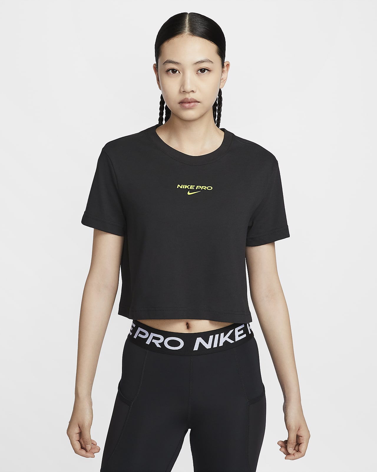 เสื้อยืดเอวลอยแขนสั้นผู้หญิง Dri-FIT Nike Pro