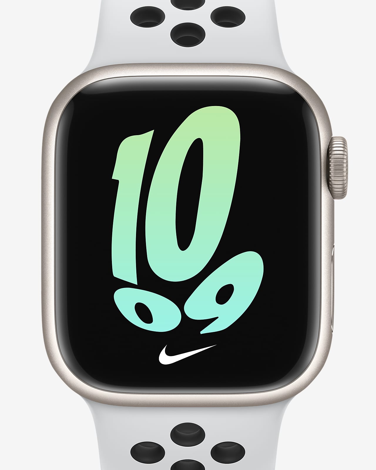 Apple Watch Series 7 (GPS) 搭配 Nike 运动表带 41 毫米星光色铝金属表壳