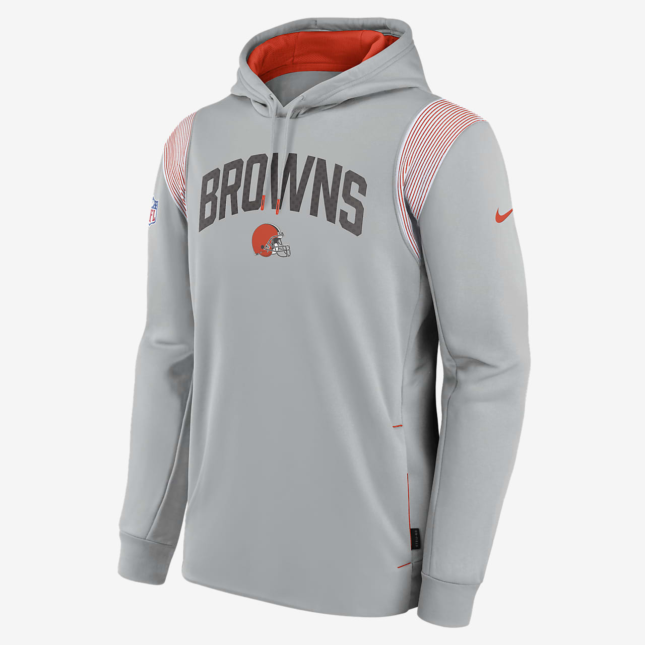 Men's Nike Gray Cleveland Browns Sideline Athletic Stack Performance Pullover Hoodie Size: Small