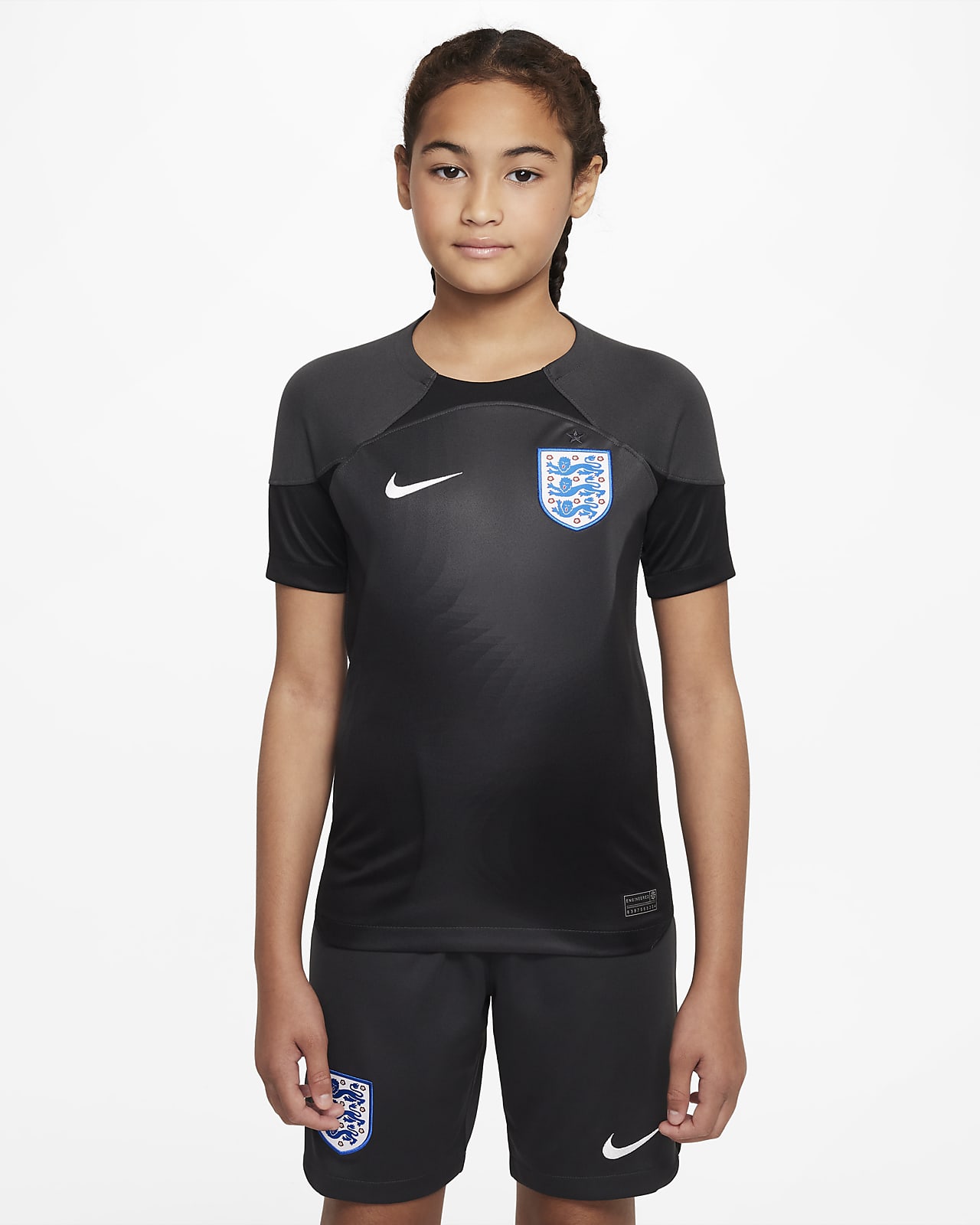 Engeland 2022/23 Stadium Goalkeeper Nike Dri-FIT voetbalshirt met korte mouwen voor kids