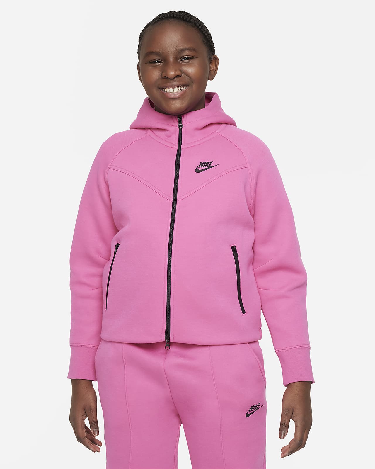 Nike Sportswear Tech Fleece Big Kids' (Girls') Full-Zip Hoodie (Extended Size)