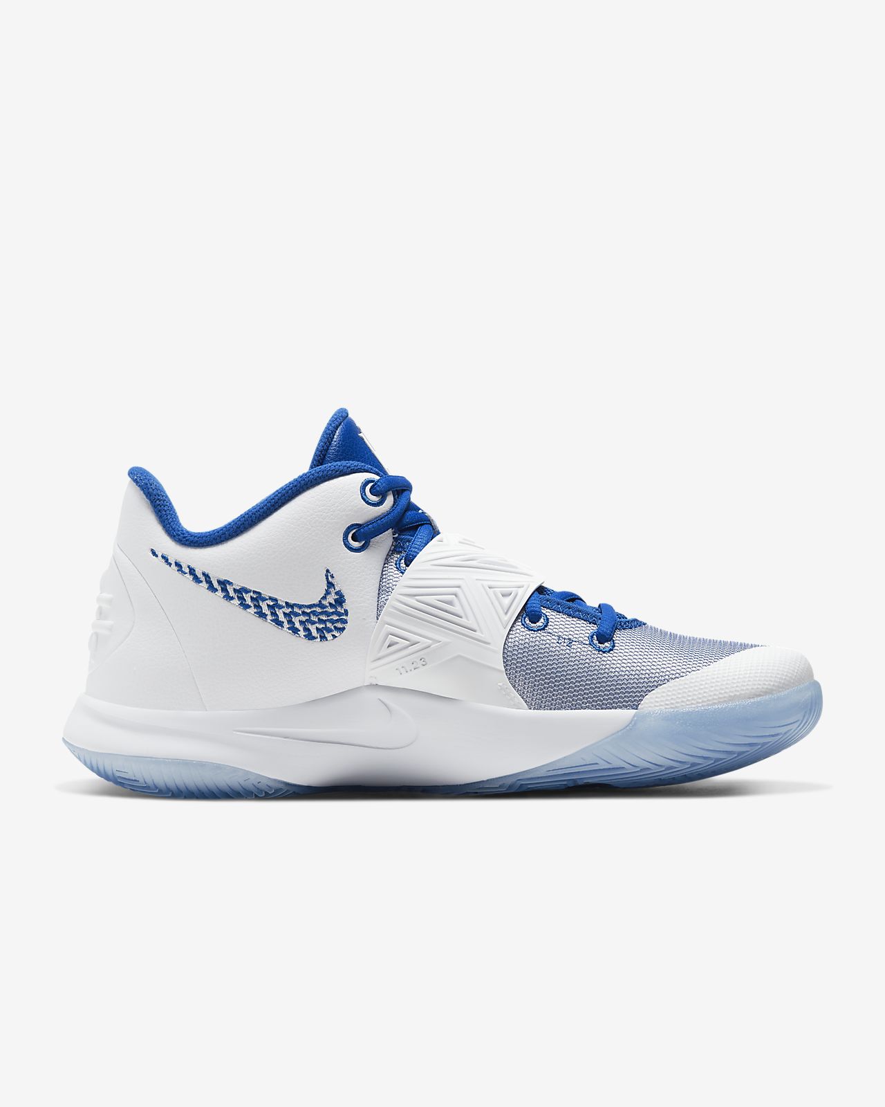 white and blue kyrie 3