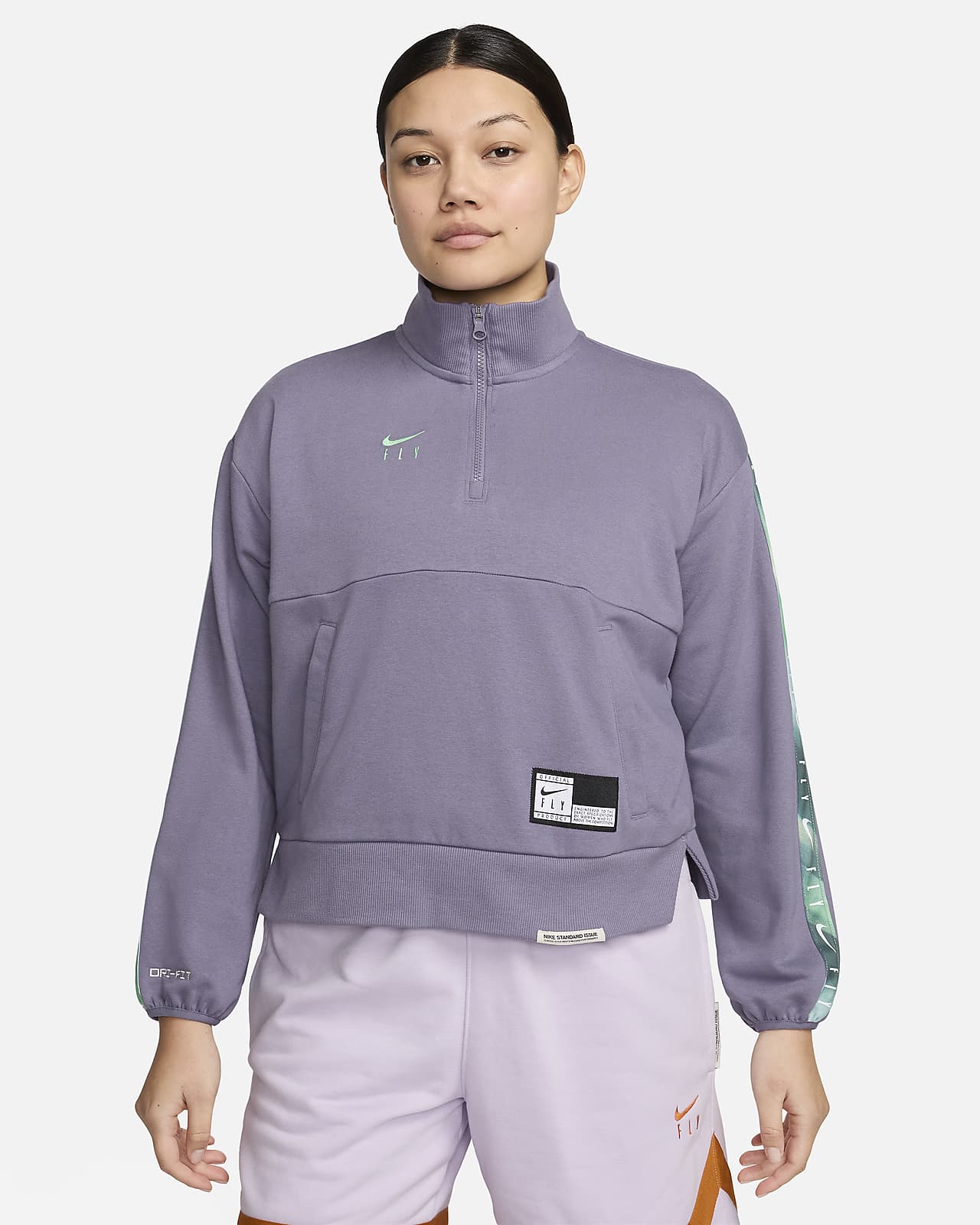 Nike Swoosh Fly Women's Dri-FIT Oversized 1/4-Zip French Terry Basketball Top